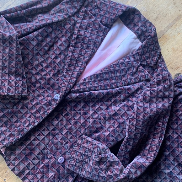 Vintage Stephen Casuals Mauve and Black Patterned 1970’s Suit - Picture 7 of 16